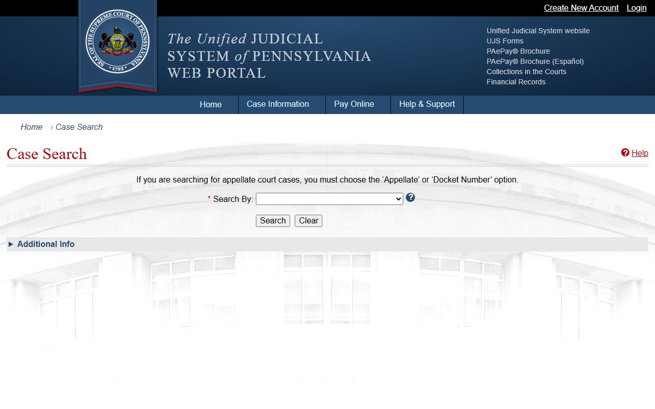Lebanon County court records UJS Case Search portal