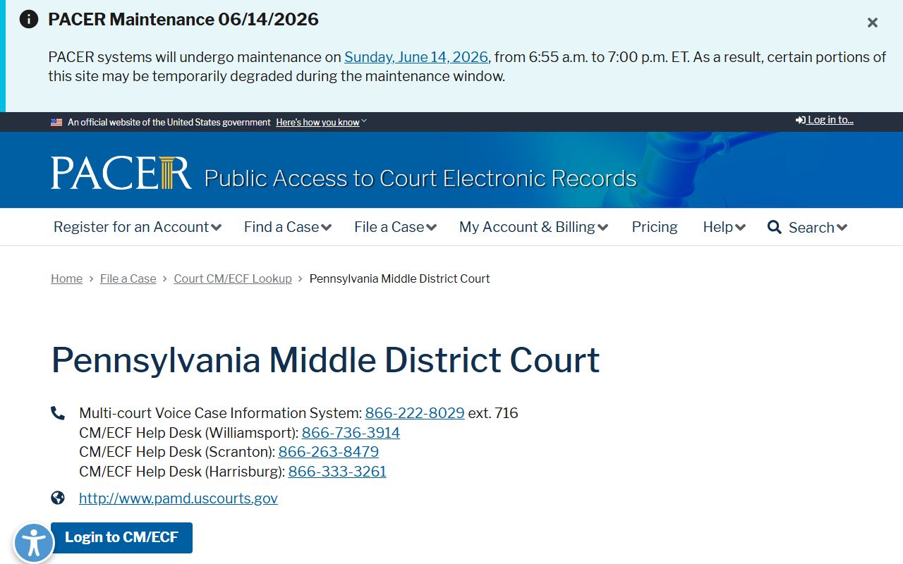 Lebanon County Court of Common Pleas records compared with PACER federal docket lookup