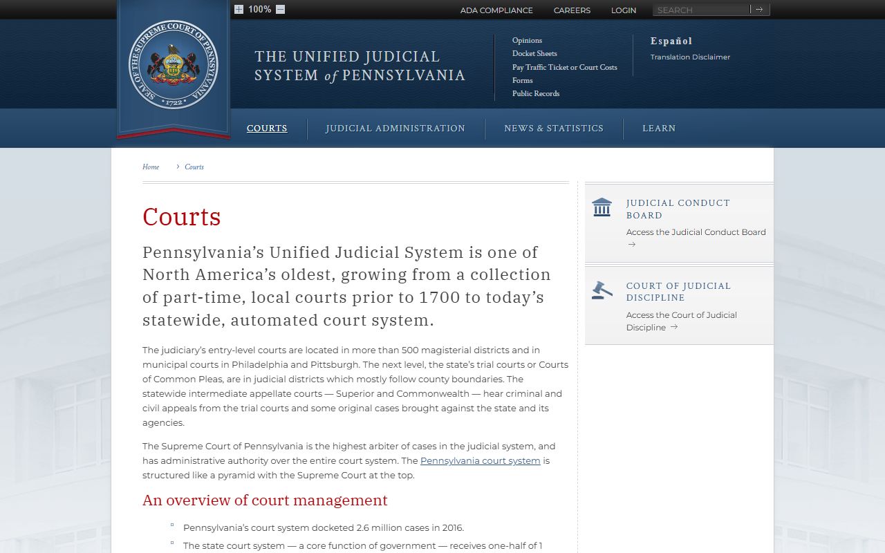 Lebanon County court records Pennsylvania court hierarchy
