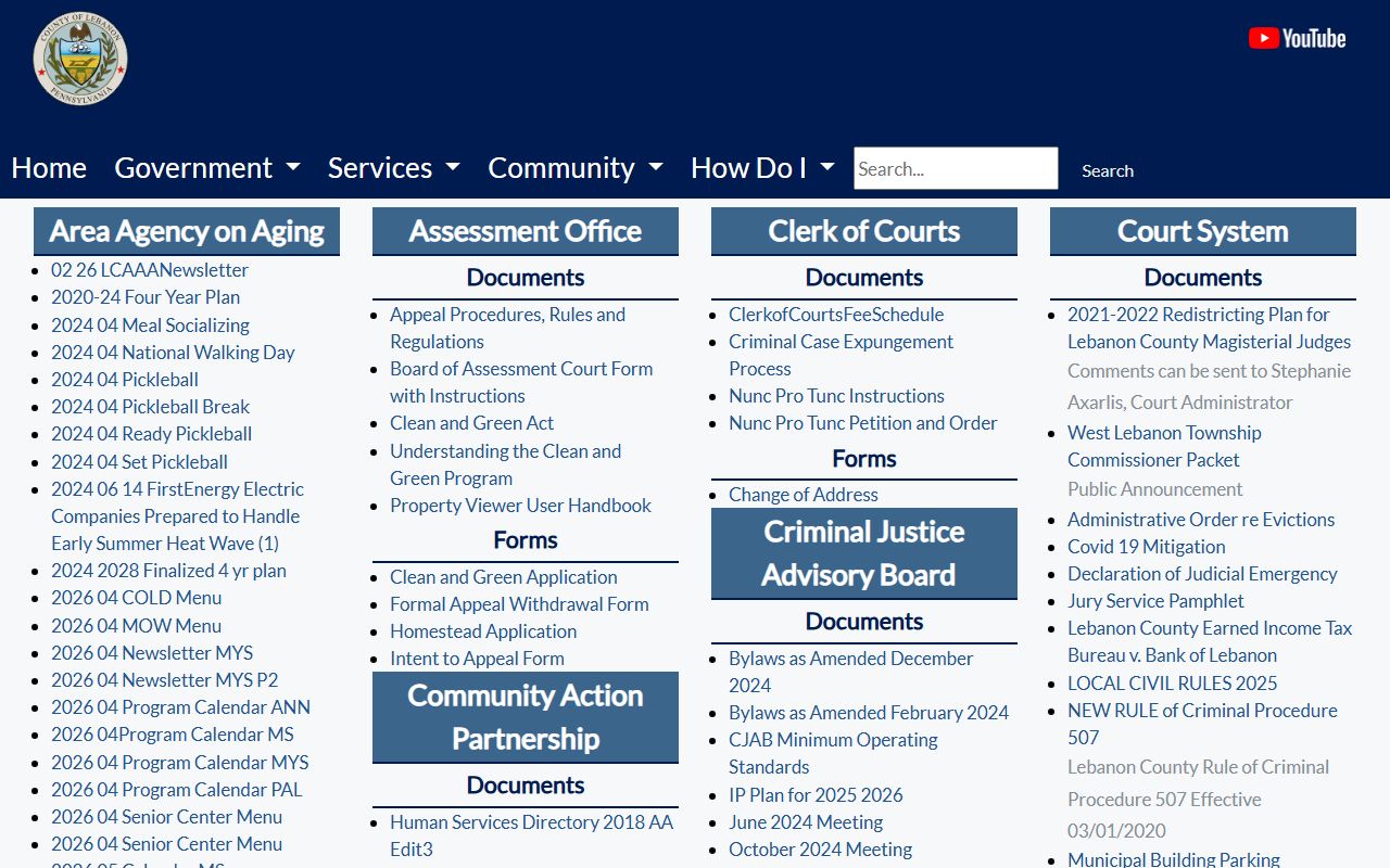 Lebanon County probate records county forms and Register documents page